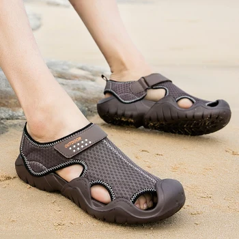 2023 Висококачествени Летни мъжки ежедневни модни кожени сандали, нескользящие износоустойчиви дишащи сандали, улични плажни сандали