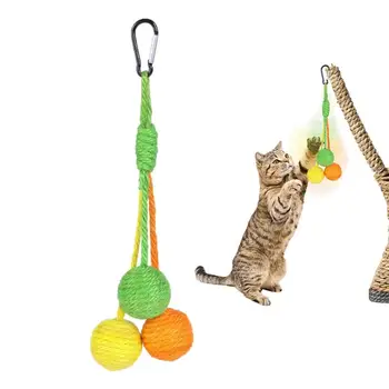 Играчка за котки, топчета от сизал, Интерактивна подвесная играчка, Преносим царапающий топката, Устойчиви на укусам, Катающийся топката, Стоки за домашни любимци