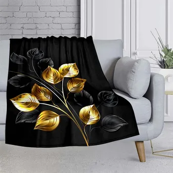Одеяло с принтом рози от златно фолио, завивки за легло, одеяло за пикник Одеало за климатик, Индивидуално коварен одеяло
